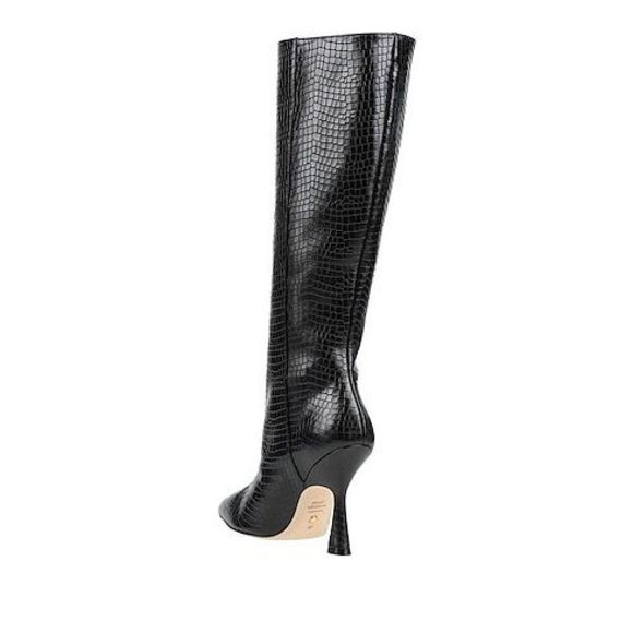 STUART WEITZMAN Black Croco Print Padded Parton Pointed Toe Kitten Heel Leather - Picture 4 of 13